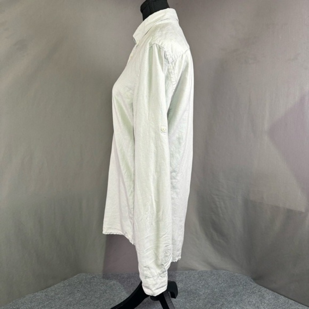 Zara Man Top Men Small Linen Blend Dress Shirt Collared Office Corpcore Cream